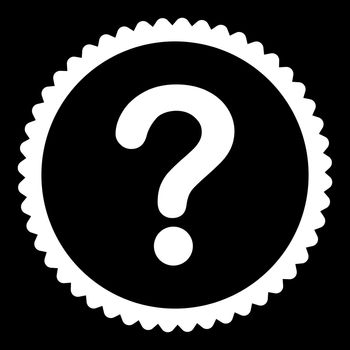 Question flat white color round stamp icon