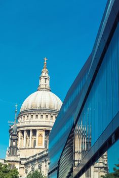 St Pauls Cathedral and reflections in day in London