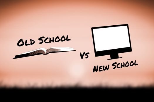 Composite image of old school vs new school 