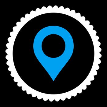 Map Marker flat blue and white colors round stamp icon