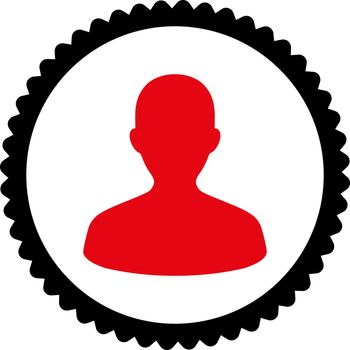 User flat intensive red and black colors round stamp icon
