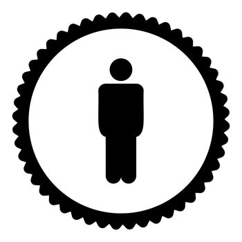Man flat black color round stamp icon
