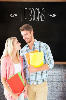 Lessons against chalkboard in classroom