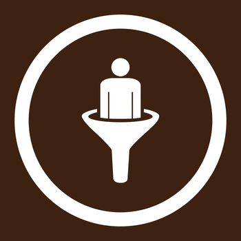 Sales funnel flat white color rounded vector icon