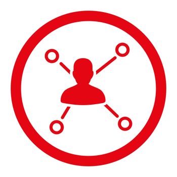 Relations flat red color rounded glyph icon