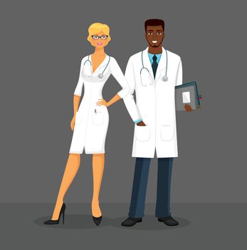 Vector illustration of Man and woman doctors