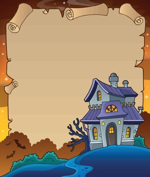 Parchment with haunted house thematics 4
