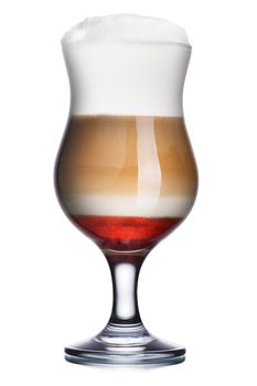 Glass of coffee cocktail with raspberry syrup