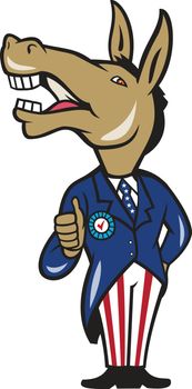 Democrat Donkey Mascot Thumbs Up Cartoon