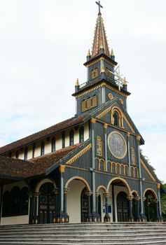 Kontum wooden church, ancient cathedral, heritage