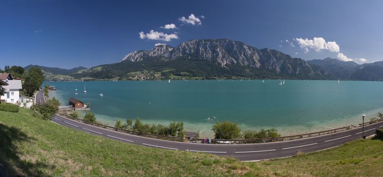 Mondsee lake in the mountains of Austria

