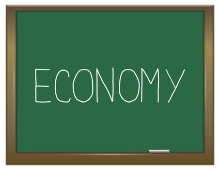 Illustration depicting a green chalkboard with an economy concept.