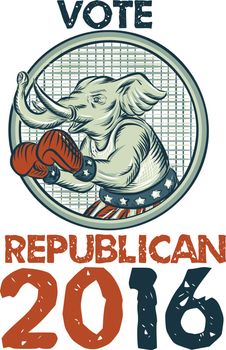 Vote Republican 2016 Elephant Boxer Etching