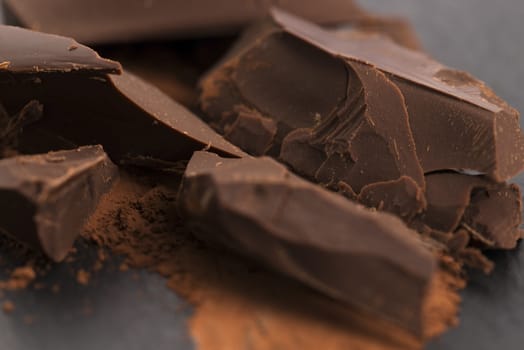 Chopped chocolate with cacao
