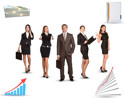 Group of business people with graphs