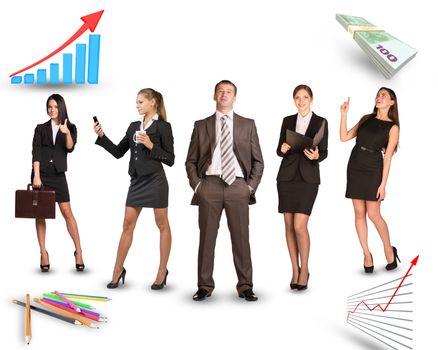 Group of business people in different postures