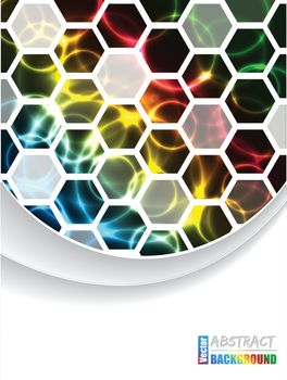 Cool colorful brochure design with hexagons and color plasma effect