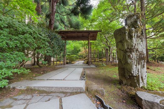 Stone Path in Japanese Garden