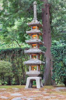Tall Stone Lantern at Japanese Garden
