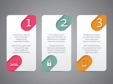 Infographic tags with cool icons and numbers
