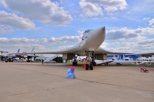 MOSCOW, RUSSIA - AUG 2015: heavy strategic bomber Tu-160 Blackja