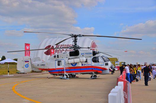 MOSCOW, RUSSIA - AUG 2015: Emergency helicopter Ka-32 Helix pres