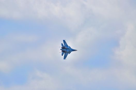 MOSCOW, RUSSIA - AUG 2015: fighter aircraft Su-30 Flanker-C at t