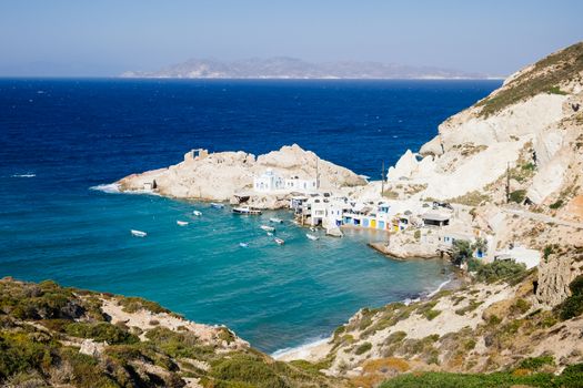 Scenic view of beautiful fishermen village Fyropotamos in Greece