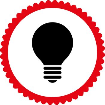 Electric Bulb flat intensive red and black colors round stamp icon