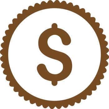 Dollar flat brown color round stamp icon