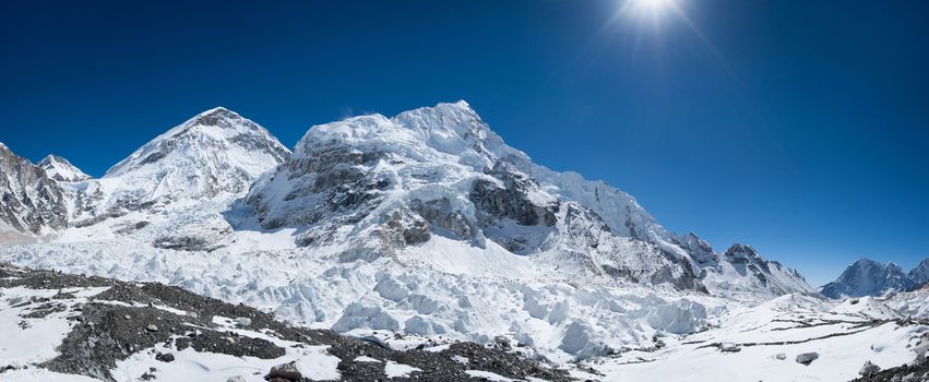 Everest base camp area panoramic view