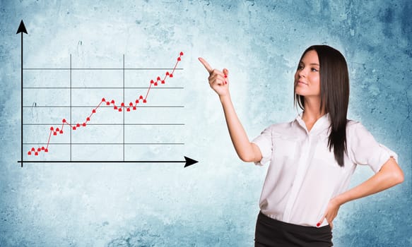 Businesslady pointing at graph