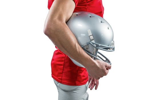 American football player with helmet