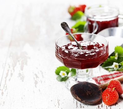 Strawberry jam in a jar 