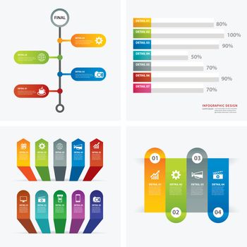 set of infographic templates flat design