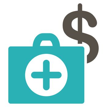 Payment Healthcare glyph icon. Style is bicolor flat symbol, grey and cyan colors, rounded angles, white background.