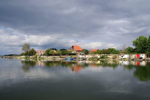 Banatska Palanka serbian fishing village cloudy day