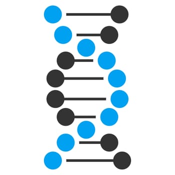 Dna raster icon. Style is bicolor flat symbol, blue and gray colors, rounded angles, white background.