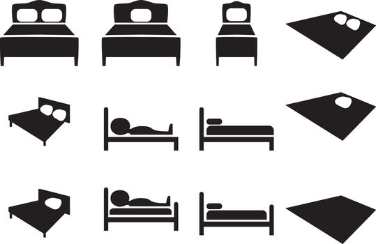 Set of Hotel icon, Bed sign