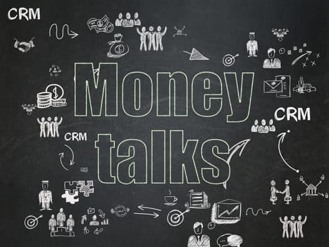 Business concept: Money Talks on School Board background