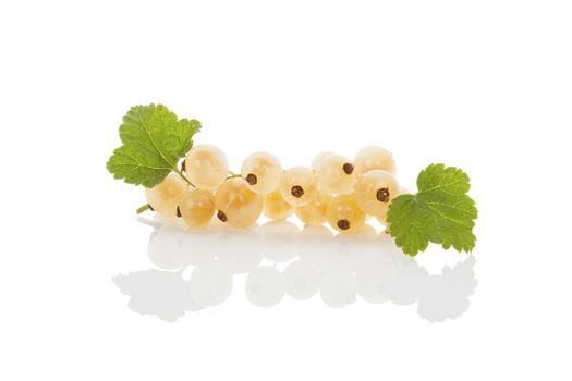 Delicious white currant isolated on white background. Healthy summer fruit eating. 