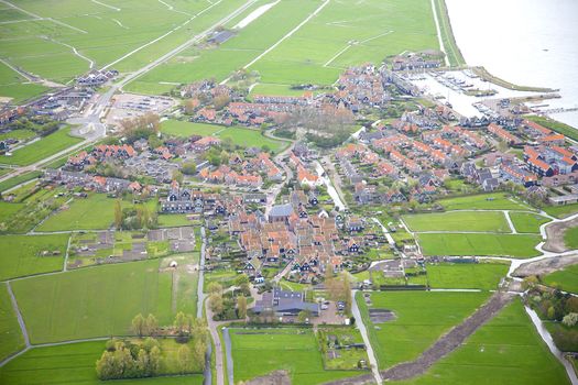 Aerial view of historic Marken island, The Netherlands