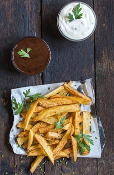 French fries and sauces
