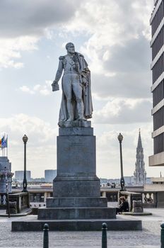 Brussels, Belgium - May 12, 2015: Augstin-Daniel Belliard, statue by Willem Geefs in Brussels