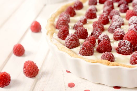 Raspberries on the tart