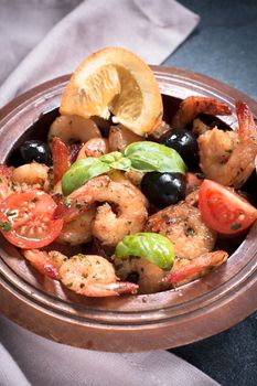 Plate with shrimps