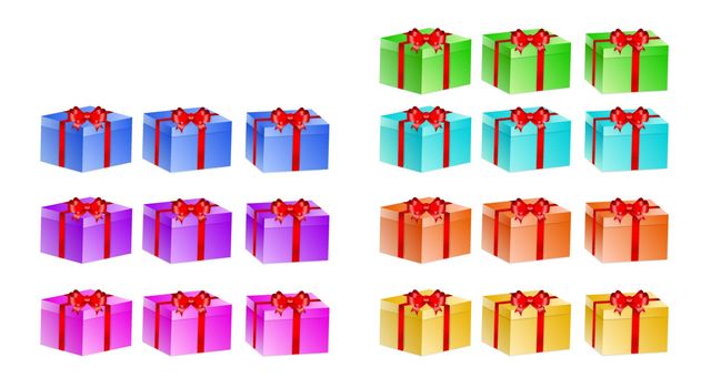 presents with different color and rotation