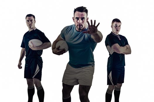 Group of Tough rugby players