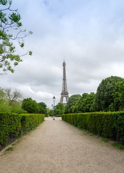 Eiffel Tower at Champ de Mars Park in Paris