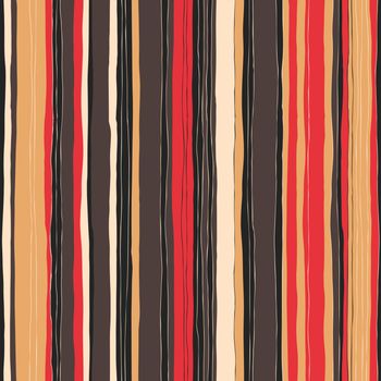 Abstract retro colors stripes pattern. Seamless hand-drawn lines